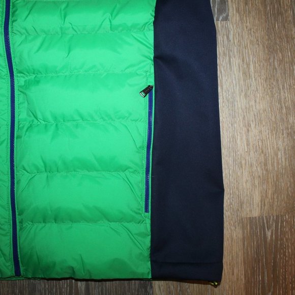 NWT POLO RALPH LAUREN MEN'S PACKABLE DOWN VEST NEON GREEN NAVY BLUE $240 - Picture 4 of 9